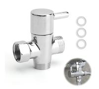 HENGBIRD Vanne 3 Voies Douche G1/2 en Laiton Chromé Raccord T avec 3 Joints d’Étanchéité, Adaptateur Robinet Universel pour Douche Solaire, Salle de Bain ou Jardin