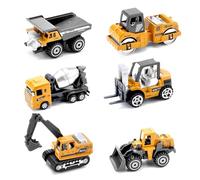 HENGBIRD Voiture Jouet en Métal,Coffret 6 Véhicules de Construction Camion Cadeau pour Enfant Garçon Fille 2+ Ans de Petites Voitures Miniatures