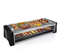HengBO Barbecue Electrique de Table, BBQ Electrique Sans Fumée avec Espace Barbecue à Deux étages, Bac Collecteur, Thermostat Réglable, 2200 W, Noir