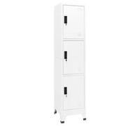HengCaDa Armoire à casier blanche 38 x 45 x 180 cm en acier avec 3 portes verrouillables, fentes d'aération, porte-badge, idéale pour le bureau, l'école, l'entrepôt, multi-usage, rangement sûr
