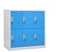 HengCaDa Lot de 2 armoires à casier en acier avec serrure, gris clair, bleu, 90 x 45 x 92,5 cm, casier multifonction pour bureau, école, couloir, cave, cuisine, espace de rangement, verrouillable