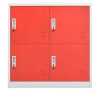 HengCaDa Lot de 5 armoires à casier, gris clair, rouge, 90 x 45 x 92,5 cm, en acier, verrouillables, multi-usages, pour bureau, école, couloir, cave et cuisine avec espace de rangement stable et