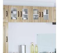 HengCaDa Lucca Lot de 2 armoires murales en verre chêne Sonoma 60 x 31 x 40 cm Meuble pour cuisine, espace de rangement, armoire suspendue, armoire encastrée moderne, aspect bois durable