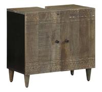 HengCaDa Meuble sous lavabo en bois de manguier massif 62 x 33 x 58 cm avec motif sculpté à la main, peu encombrant pour meubles de salle de bain, ensemble de meubles de salle de bain, espace de