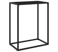 HengCaDa Table console noire 60 x 35 x 75 cm avec verre trempé robuste et acier revêtu par pulvérisation Table d'appoint moderne pour salon, chambre à coucher, couloir, balcon, bureau