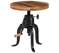 HengCaDa Table d'appoint 45 x (45-62) cm en bois massif recy t fonte, réglable en hauteur, charme vintage, idéale pour le salon, la chambre, le couloir, le balcon, le bureau, peu encombrant