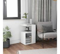 HengCaDa Table d'appoint blanche - 36 x 30 x 56 cm - En bois - Table basse moderne pour salon, chambre à coucher, couloir, balcon, peu encombrante, avec étagère, surface stable, polyvalente, élégante