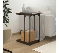 HengCaDa Table d'appoint marron aspect chêne 40 x 30 x 60 cm - Structure en acier - Table basse moderne avec espace de rangement pour salon, chambre à coucher, couloir, balcon, bureau