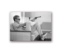 HENGCHENG Tableaux Art Steve Mcqueen Affiche Toile Vintage Affiches De Film Peinture Mens Gun Noir Blanc Photographie Image Home Wall Art Décor, 60X80 Cm No Frame
