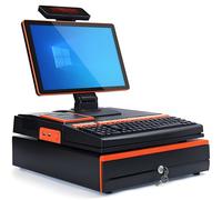 HENGCMM Caisse Enregistreuse Professionnelle, Imprimante Thermique, Caisse enregistreuse Intelligente Tout-en-Un, écran Tactile 15,6 Pouces, CPU I5, 8 GB RAM, 128 GB SSD, Windows 10 Orange