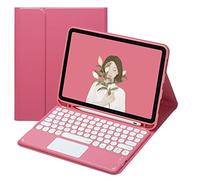 HENGHUI Étui fin avec clavier pour iPad Pro 11" 4{^>e<^} 3{^>e<^} génération 2022 avec pavé tactile mignon et clavier coloré pour iPad Pro 11" (rose foncé)