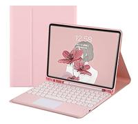 HENGHUI Étui pour iPad Mini 5e génération Mini 4 avec pavé tactile amovible et porte-crayon - Couleur ronde - Rose