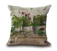 Hengjiang housses de coussin en coton et lin Motif fleurs, a, 45 x 45 Centimeters