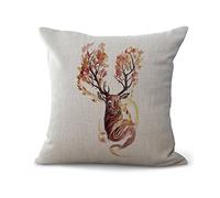 Hengjiang MY-A1151-01 Housse de coussin Motif Cerf Sika 45 x 45 cm Décoration pour la maison, Coton et lin, #07, 45 x 45 cm