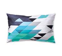 Hengjiang Nordic Coussin Bleu Vert Noir rectangulaire de Style Moderne géométrique Recto Verso en Peluche Taie d'oreiller de 30 cm x 50 cm, Polyester, 12,