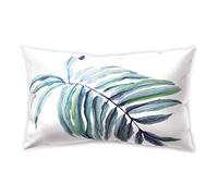 Hengjiang Tropical Style rectangulaire coussin Plante Feuille Vert Violet bleu rose recto verso en peluche Taie d'oreiller de 30 cm x 50 cm , Polyester, 03,