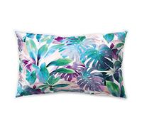 Hengjiang Tropical Style rectangulaire coussin Plante Feuille verte Rose recto verso en peluche Taie d'oreiller de 30 cm x 50 cm , Polyester, 02,