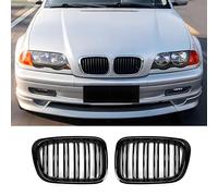 Hengjiayao Calandre noire E46 pour Grille BMW Série 3 E46 4D 1998-2001 PRE Facelift Calandre sport brillant noir double pont(ne convient pas pour 2 portes)(For 3er E46 4D 1998-2001 PRE)