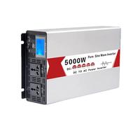HENGJINGTR 12V À 220V, Pure Sine Wave Inverter, pour RV, Off-Grid Solar Car Power Inverter avec 2 Prises AC 72V 60V 48V 24V 12V DC À 110V/220V Convertisseur AC (5000W),12V to 110V