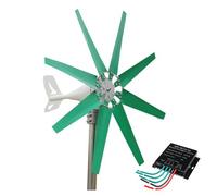 HENGJINGTR 48v, Générateur d'éolienne Verticale 12000W 12V 24V Kit d'énergie Domestique, Vitesse de Vent nominale 12 m/s (Vert)