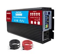 HENGJINGTR 5000W Pure Sinus Wave Inverter Charger DC Entrée AC Sortie Inverteur D'énergie Solaire avec Prises AC Et Écran LCD, 72V To110v,DC 24v,AC 220V 60Hz
