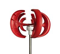 HENGJINGTR Générateur d'éolienne Verticale Blanc à 5 pales 12V 24V 48V 3000W à Aimant Permanent avec Lanterne, kit d'éolienne Verticale avec contrôleur pour Maison (Rouge),24v