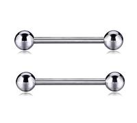 hengkaixuan 1 paire d'anneaux de téton G23 en titane pour téton, barre droite, bijoux de corps, piercing de langue fileté interne, 12, 14, 16 g, Titane, Pas de gemme