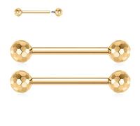 hengkaixuan 1 paire d'anneaux de téton G23 en titane pour téton, barre droite, bijoux de corps, piercing de langue fileté interne, 12, 14, 16 g, Titane, Pas de gemme