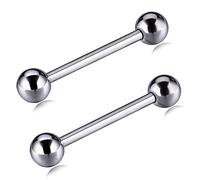 hengkaixuan 1 paire d'anneaux de téton G23 en titane pour téton, barre droite, bijoux de corps, piercing de langue fileté interne, 12, 14, 16 g, Titane, Pas de gemme