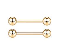 hengkaixuan 1 paire d'anneaux de téton G23 en titane pour téton, barre droite, bijoux de corps, piercing de langue fileté interne, 12, 14, 16 g, Titane, Pas de gemme