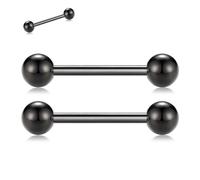 hengkaixuan G23 en titane Barre de mamelon 1 paire Anneaux de mamelon Barres de mamelon Barre droite Bijoux du corps Barre de sourcil Filetage interne Piercing de langue 12 14 16G, Titane, Pas de