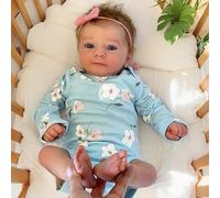 Hengluck 19pouces Poupée bébé Reborn Fille Realiste Silicone Poupée Vrai Poupon on dirait Un Vrai bébé Baby Dolls Fille Ouvrez Les Yeux Enfant Toddlers Réincarnées Nouveau-né