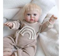 Hengluck 19pouces poupée Reborn Bebes Garcon Silicone realiste Baby Vrai Poupon Dormir Dolls Enfant Toddlers Garcon Yeux fermés