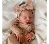 Hengluck Poupée Reborn Bébé Fille 50 cm 20 pouces Poupée Bébé Réaliste Les Yeux Fermés Corps en Coton Doux Ressemble à un Vrai Bébé