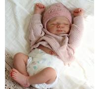 Hengluck Poupée Reborn Fille 19 Pouces Fabriquée à la Main Lavable Reborn Bébés Corps en Vinyle Souple avec Corps Anatomiquement Correct, Poupées Reborn Ressemblent à un Vrai Bébé (Yeux Fermés Fille)