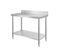 HENGMEI 100X60X85cm Table de Travail avec Backsplash Table de Cuisine en Acier Inoxydable Pieds réglables Tables de Préparation des Aliments Tables de Salle à Manger pour Restaurant de Bar de Cuisine