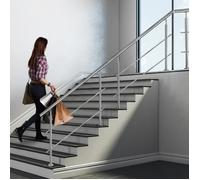 HENGMEI 150cm Rampe d'escalier acier inoxydable Garde-corps Baguettes terrasse Kit Escaliers pour balustrade, 2 poteaux