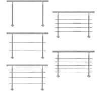 HENGMEI 150cm Rampe d'escalier Main courante murale Garde-corps acier inoxydable Baguettes terrasse Kit Escaliers, 0 poteaux