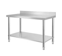 HENGMEI 150X50X85cm Table de Travail avec Backsplash Table de Cuisine en Acier Inoxydable Pieds réglables Tables de Préparation des Aliments Tables de Salle à Manger pour Restaurant de Bar de Cuisine