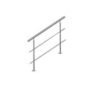 HENGMEI 180cm 2 poteaux Rampe d'escalier Main courante murale Garde-corps en acier inoxydable Baguettes terrasse Kit Escaliers