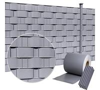 HENGMEI 19cmx65m Bande de Protection en PVC Brise Vue Pare Vent Comprend des Clips de Montage pour Clôture de Jardin, Gris Clair