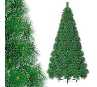 HENGMEI 240cm Sapin de Noël Artificiel Pin Arbre de Noel avec Support en métal Xmas Party Decortaion, Aiguille de pin Neigeux