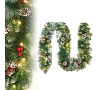 HENGMEI 3M Guirlande de Noël avec éclairage Décoration de Noël Différentes formes Décoration extérieure et intérieure pour escaliers de Noël (avec guirlande lumineuse, 300 cm, blanc neige)