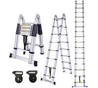 HENGMEI 5.0m Pliable Echelle Télescopique Échelle Pliable Échelon Escabeau Portable et Pliante Multi-Fonction en Aluminium