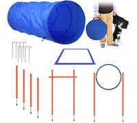 HENGMEI Agility Kit d'entraînement pour chiens de grande taille avec tunnel pour chien, obstacles réglables