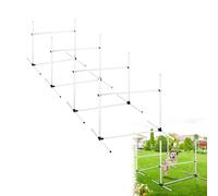 HENGMEI Agility Slalom Lot de 4 barres de saut pour chien - Kit d'entraînement pour chien - Barres d'entraînement pour condition - 104 x 70 x 101 cm (blanc)
