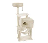 HENGMEI Arbre à chat, avec hamac et possibilités de jeu, pour chat, grande stabilité, jouet pour chat, modèle B, beige