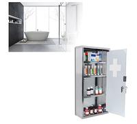 HENGMEI Armoire à Pharmacie Verrouillable à 4 Compartiments avec Porte en Verre Dépoli pour Produits Pharmaceutiques, Médicaments 30 x 12 x 57,5 cm