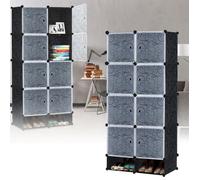 HENGMEI Armoire de rangement 8 boîtes avec porte DIY Étagère Système Penderie à monter soi-même, Noir