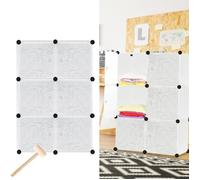 HENGMEI Armoire de rangement DIY Étagère Système Penderie à monter soi-même 6 boîtes avec porte, Blanc